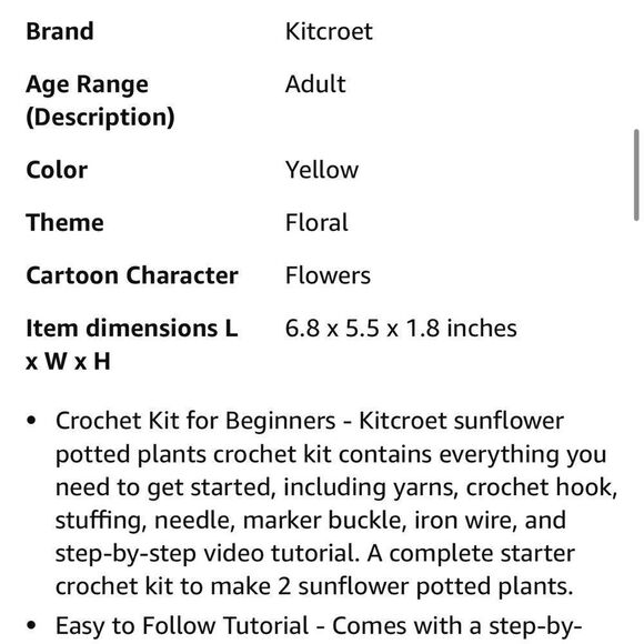 Kitcroet Crochet Kit Starter Kit, 2 PCS Sunflower Potted Plants, video tutorial - Picture 2 of 8